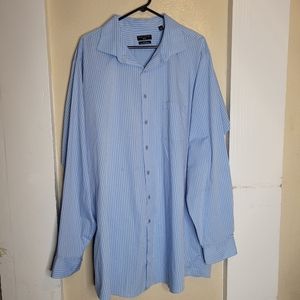 Shaquille O'Neil Shirt Mens Big Tall Button Down Blue Stripe Top Collared